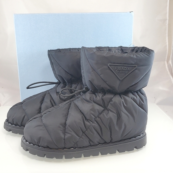 NWT$1,120 PRADA Blow 19 Quilted Nylon Drawstring Winter Snow Bootie Boot Sz 39.5 - Picture 11 of 16